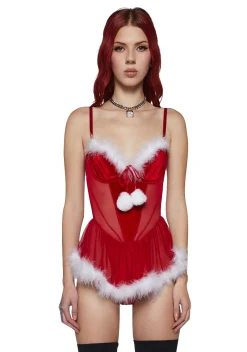 Sugar Thrillz Lingerie*Crimson Holly Eye Candy Mesh Teddy
