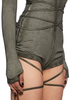DARKER WAVS Jumpsuits & Rompers*Crossfade Hooded Long Sleeve Romper - Green