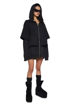 DARKER WAVS Outerwear|Sweatshirts & Hoodies*Crossfade Washed Zip-Up Hoodie - Black