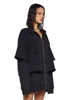 DARKER WAVS Outerwear|Sweatshirts & Hoodies*Crossfade Washed Zip-Up Hoodie - Black