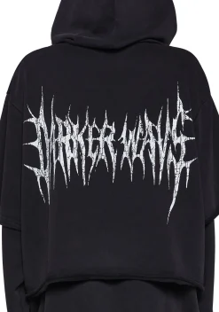 DARKER WAVS Outerwear|Sweatshirts & Hoodies*Crossfade Washed Zip-Up Hoodie - Black