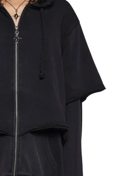 DARKER WAVS Outerwear|Sweatshirts & Hoodies*Crossfade Washed Zip-Up Hoodie - Black