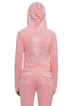 JUICY COUTURE Sweatshirts & Hoodies*Crown Heritage Cotton Velour Hoodie - Pink