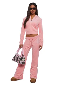 JUICY COUTURE Sweatshirts & Hoodies*Crown Heritage Cotton Velour Hoodie - Pink