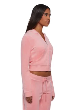 JUICY COUTURE Sweatshirts & Hoodies*Crown Heritage Cotton Velour Hoodie - Pink