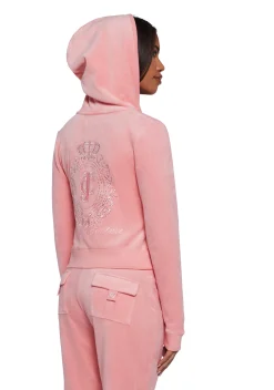 JUICY COUTURE Sweatshirts & Hoodies*Crown Heritage Cotton Velour Hoodie - Pink