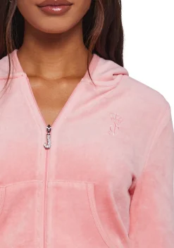 JUICY COUTURE Sweatshirts & Hoodies*Crown Heritage Cotton Velour Hoodie - Pink