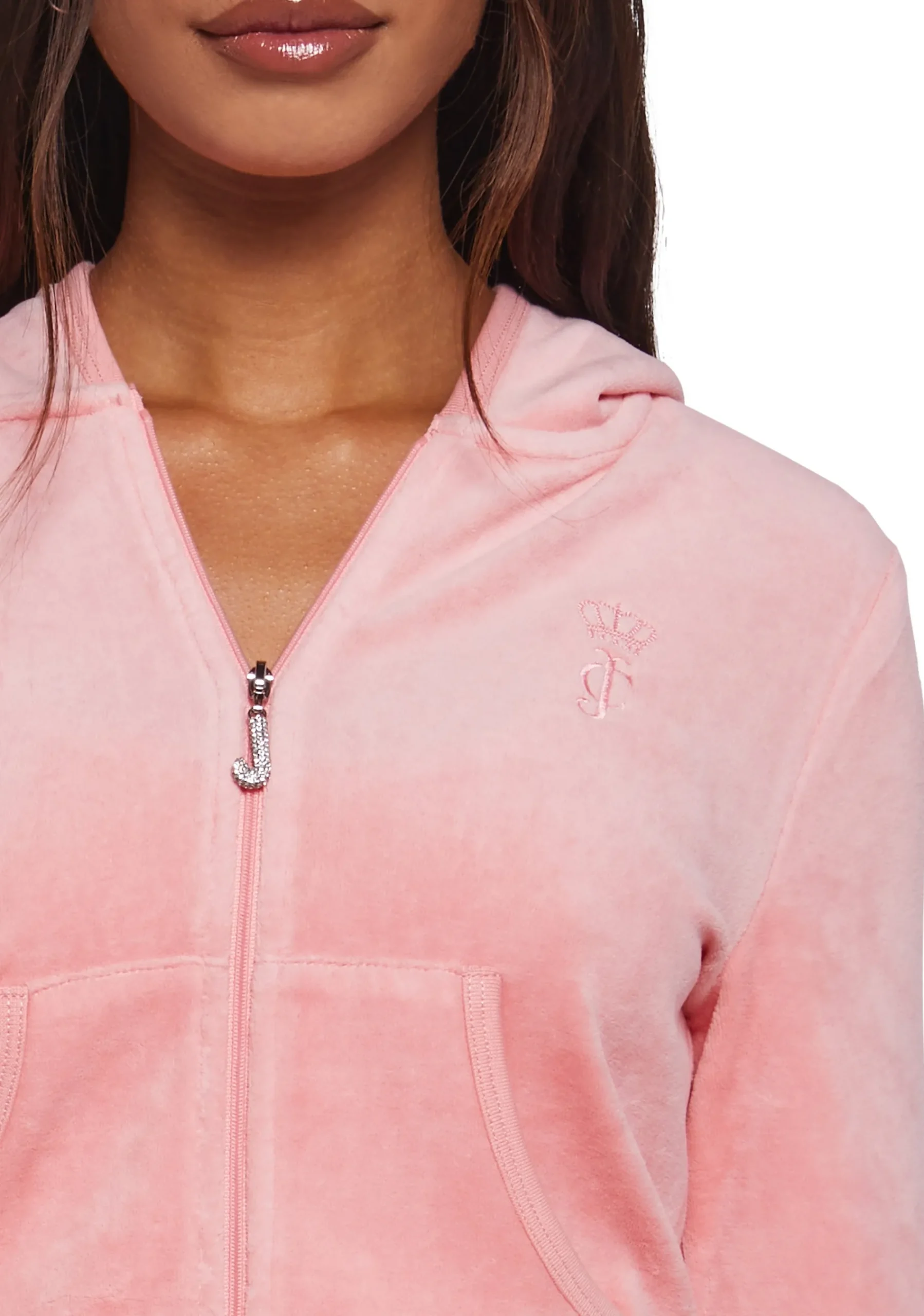 JUICY COUTURE Sweatshirts & Hoodies*Crown Heritage Cotton Velour Hoodie - Pink
