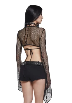 Widow Tops*Cryptic Glamour Fishnet Shrug - Black