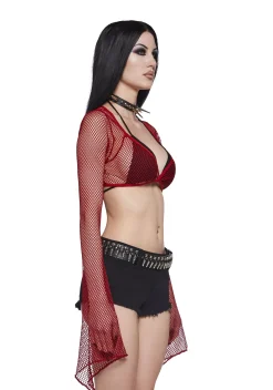 Widow Tops*Cryptic Glamour Fishnet Shrug - Red
