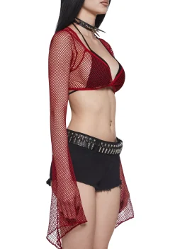 Widow Tops*Cryptic Glamour Fishnet Shrug - Red