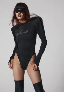 Namilia Tops*Crystal Whore Bodysuit Flat Panty