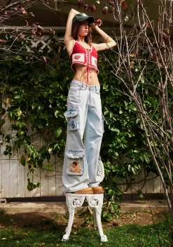 Dolls Kill | Care Bears x Strawberry Shortcake Bottoms|Pants*Cuddle Crew Denim Cargo Pants