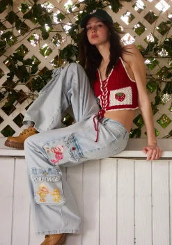 Dolls Kill | Care Bears x Strawberry Shortcake Bottoms|Pants*Cuddle Crew Denim Cargo Pants