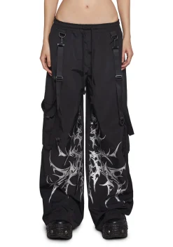 Widow Bottoms|Pants*Cyber Noir Wide Leg Cargo Pants