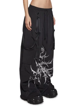 Widow Bottoms|Pants*Cyber Noir Wide Leg Cargo Pants