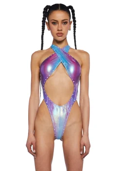 Club Exx Tops*Dance Release Cut Out Bodysuit