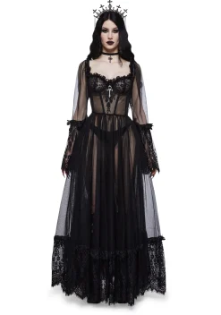 Widow Dresses*Dance With Death Maxi Dress - Black