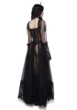Widow Dresses*Dance With Death Maxi Dress - Black