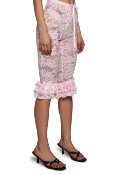 Sugar Thrillz Bottoms|Pants*Daring Love Lace Capri Pants - Pink