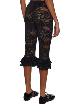 Sugar Thrillz Bottoms|Plus*Daring Love Lace Capri Pants - Black