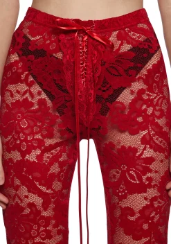Sugar Thrillz Bottoms|Plus*Daring Love Lace Capri Pants - Red