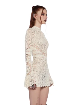 Widow Dresses|Mini Dresses*Dark Destiny Crochet Mini Dress - White