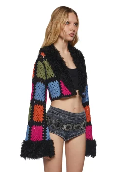 Club Exx Outerwear*Day Rave Crochet Cropped Jacket