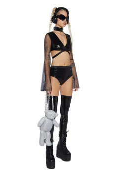 Club Exx Tops*Dazed Dreamer Sequin Wrap Top - Black