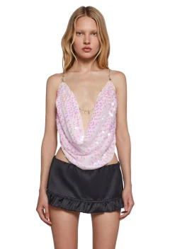 x_New Pink Tops*Dazzling Debut Sequin Top