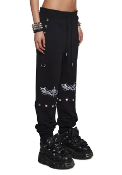 Widow Bottoms|Pants*Dead Inside Studded Baggy Sweatpants