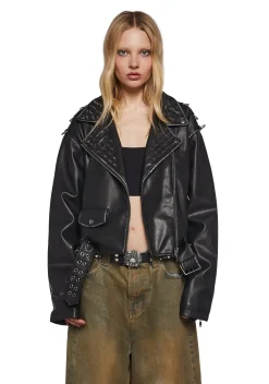 Widow Outerwear|Plus*Decibel Love Studded Moto Jacket