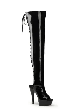 Pleaser Boots*Delight-3017 Thigh High Lace-Up Boots