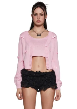 Sugar Thrillz Tops|Plus*Demure Kiss Cardigan Set