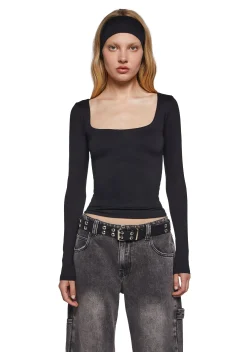 X_TEMPTATION LA Tops*Demure Stare Top With Headband - Black