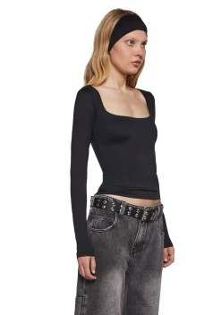 X_TEMPTATION LA Tops*Demure Stare Top With Headband - Black