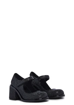 Sugar Thrillz Platforms|Mary Janes*Desire Me Rhinestone Mary Janes - Black