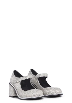 Sugar Thrillz Platforms|Mary Janes*Desire Me Rhinestone Mary Janes - Silver