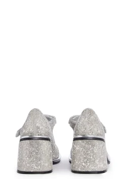 Sugar Thrillz Platforms|Mary Janes*Desire Me Rhinestone Mary Janes - Silver