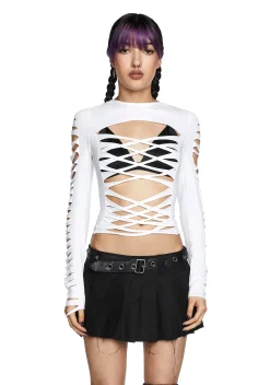 Current Mood Tops*Deviant Curfew Cut-Out Top - White