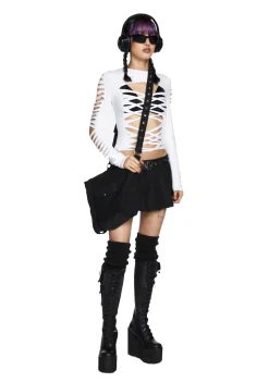 Current Mood Tops*Deviant Curfew Cut-Out Top - White
