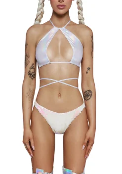 Club Exx Tops*Disco Inferno Bra Top - Silver