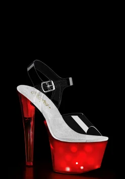 Pleaser Sandals*Discolite-708 Ankle Strap Glow Sandals
