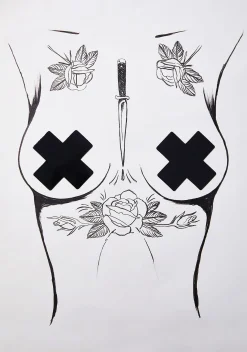 Neva Nude Beauty*Dom Squad Black Wet Vinyl X Shape Pasties