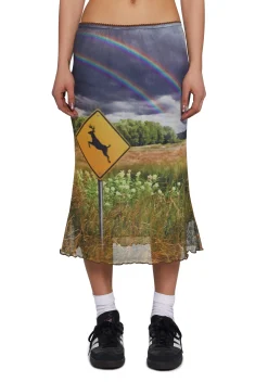 Current Mood Bottoms|Skirts*Double Rainbow Mind Mesh Skirt
