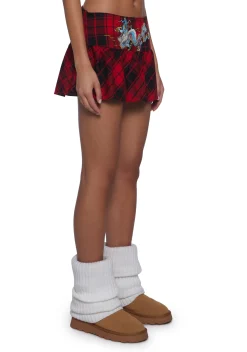 Ed Hardy Bottoms|Skirts*Dragon Plaid Flare Miniskirt