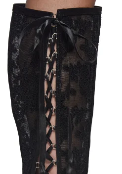 Sugar Thrillz Boots*Dream Boulevard Lace Boots - Black