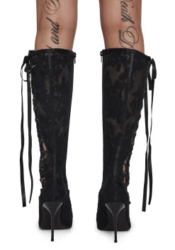 Sugar Thrillz Boots*Dream Boulevard Lace Boots - Black