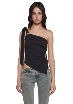 Sugar Thrillz Tops|Plus*Dream Girl Asymmetrical Top - Black