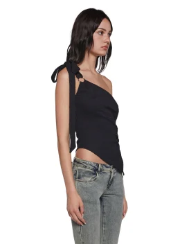 Sugar Thrillz Tops|Plus*Dream Girl Asymmetrical Top - Black